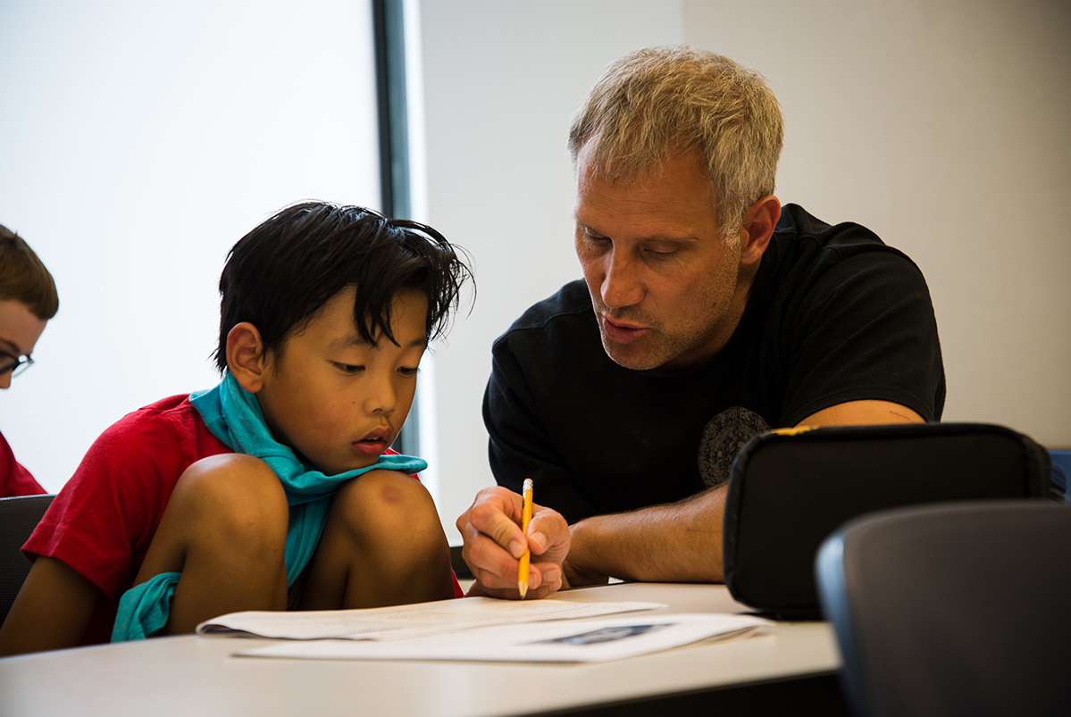 Weekend Enrichment students working together in a hands-on class at the Belin-Blank Center